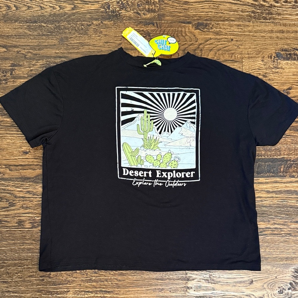 NWT Oversized Desert Explorer Black Tee